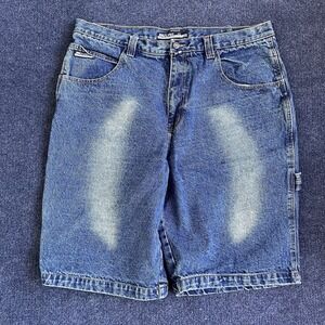 Y2K Brooklyn Xpress Cargo Shorts Mens 40 Blue Denim Carpenter Workwear